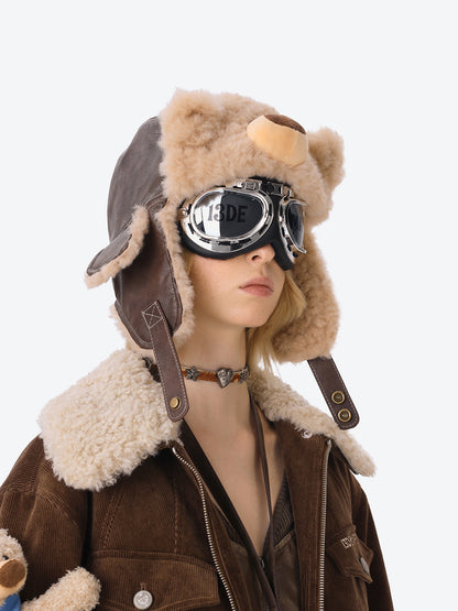 13DE MARZO Pilot Bear Vintage Hat Brown - 13DE MARZO