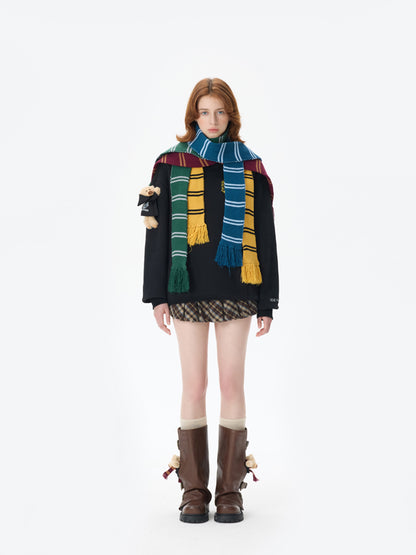 Harry Potter × 13DE MARZO Hogwarts Four Houses Bear Scarf Sweater - 13DE MARZO
