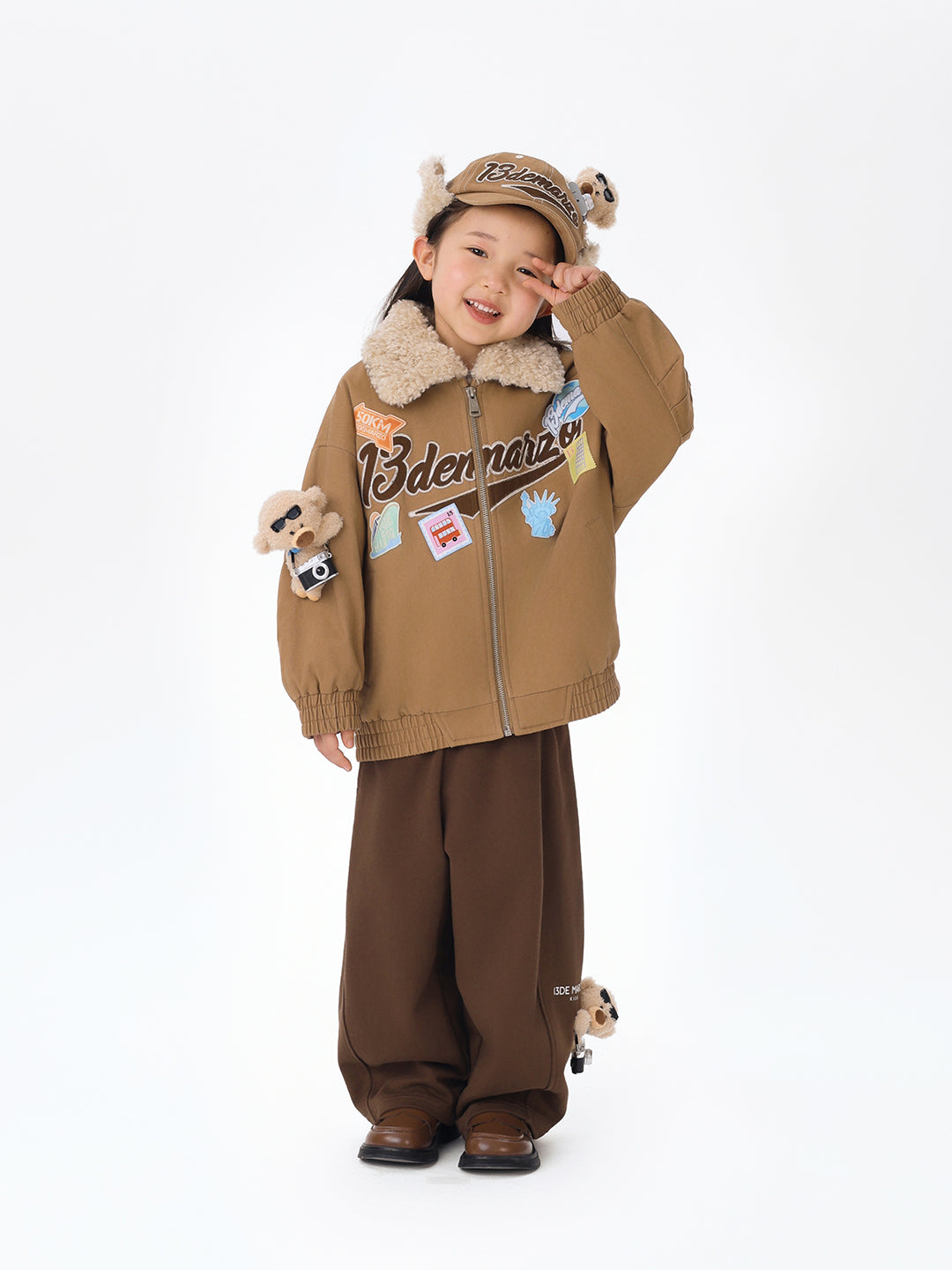 13DE MARZO BabyBear Travel Badge Jacket Brown - 13DE MARZO