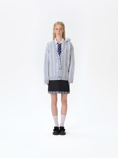 13DE MARZO Bear Yarn Weave Cardigan Blue - 13DE MARZO