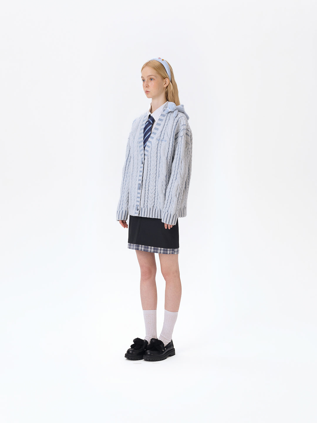 13DE MARZO Bear Yarn Weave Cardigan Blue - 13DE MARZO