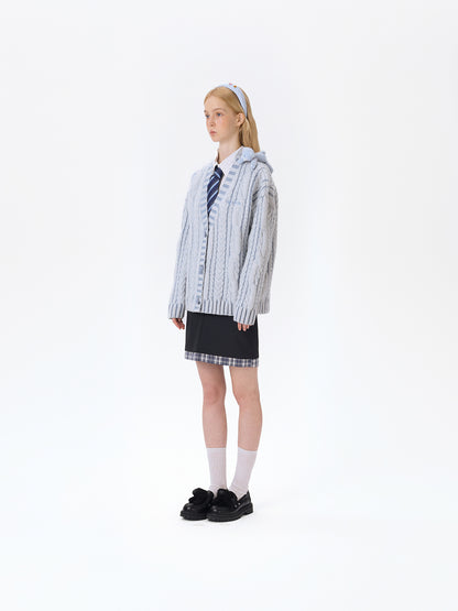 13DE MARZO Bear Yarn Weave Cardigan Blue - 13DE MARZO