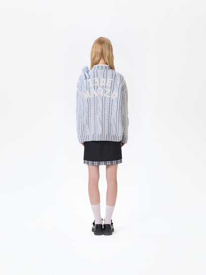 13DE MARZO Bear Yarn Weave Cardigan Blue - 13DE MARZO