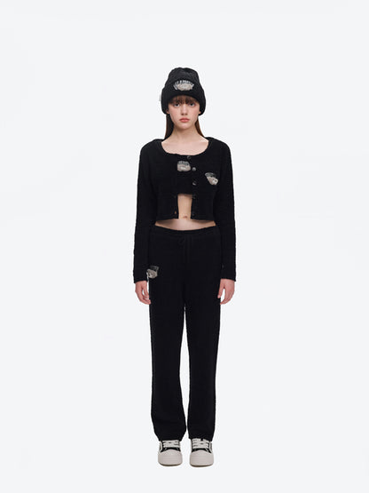 13DE MARZO Embroidered Plush Cardigan - 13DE MARZO