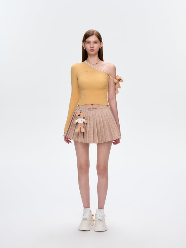 13DE MARZO Asymmetrical Shoulder Knit Long Sleeve - 13DE MARZO