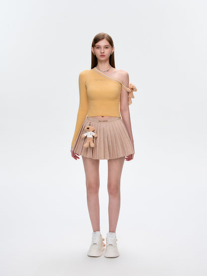 13DE MARZO Asymmetrical Shoulder Knit Long Sleeve - 13DE MARZO