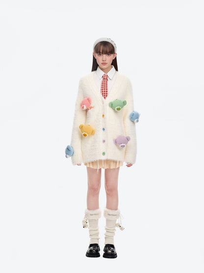 13DE MARZO Doozoo Pastel Bear Cardigan - 13DE MARZO