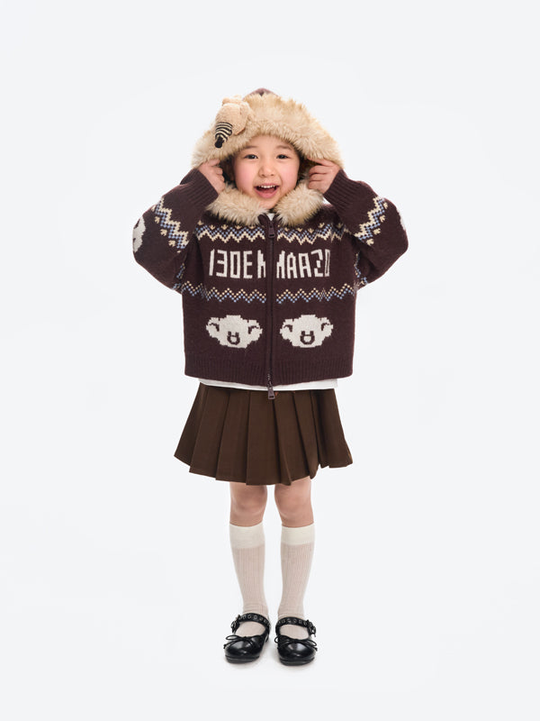 13DE MARZO Babybear Fair lsle Zip Hoodie - 13DE MARZO