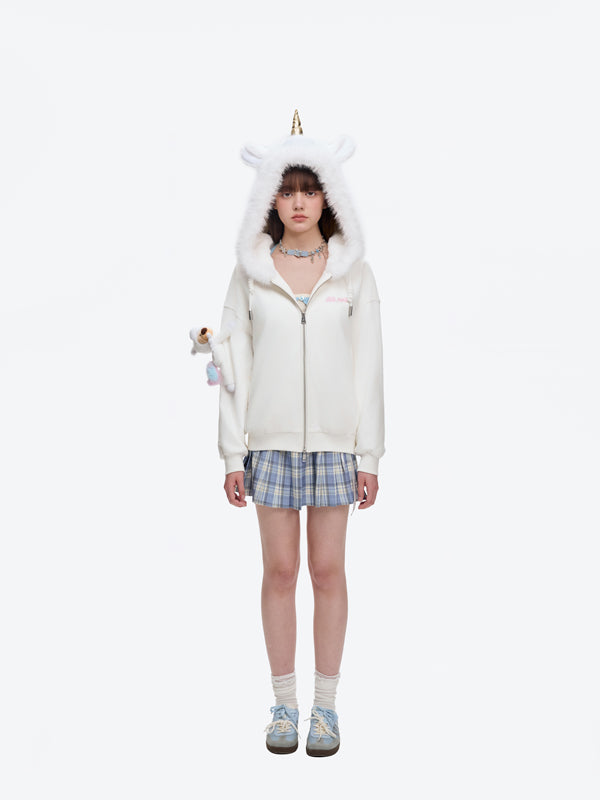 13DE MARZO Unicorn Bear Zipped Hoodie - 13DE MARZO