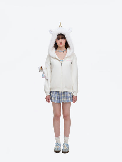 13DE MARZO Unicorn Bear Zipped Hoodie - 13DE MARZO