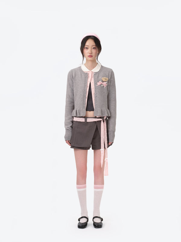 13DE MARZO RONRON Bear Ribbon Cardigan - 13DE MARZO