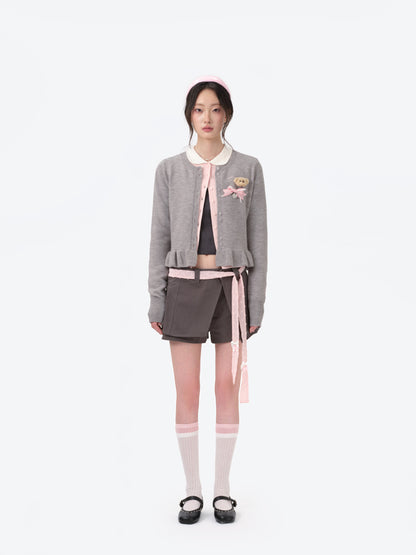 13DE MARZO RONRON Bear Ribbon Cardigan - 13DE MARZO