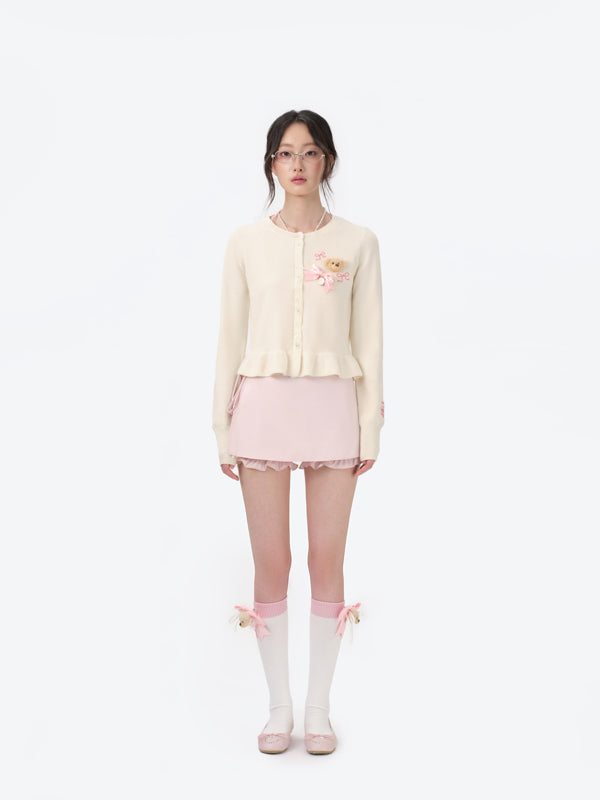 13DE MARZO RONRON Bear Ribbon Cardigan - 13DE MARZO