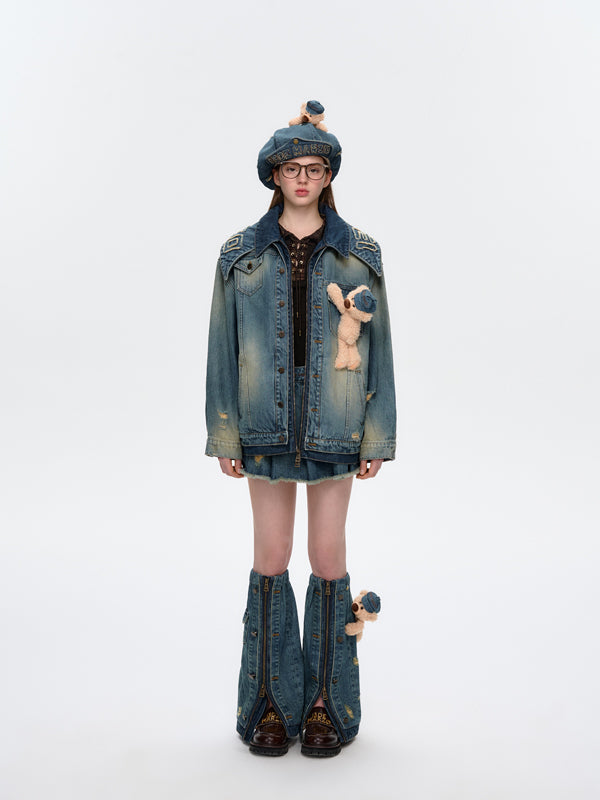 13DE MARZO Double-layer Denim Leg Warmers - 13DE MARZO