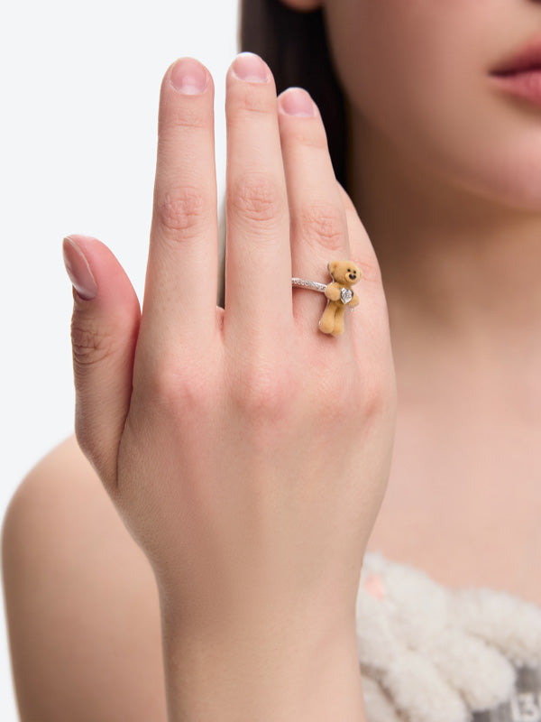 13DE MARZO Bear Hug Heart Thin Ring - 13DE MARZO
