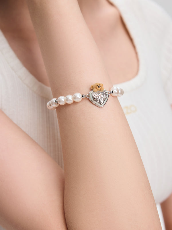 13DE MARZO Bear Heart Pearl Bracelet - 13DE MARZO