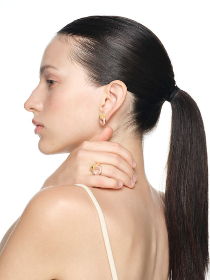 13DE MARZO Donut Bear Earring Golden - 13DE MARZO