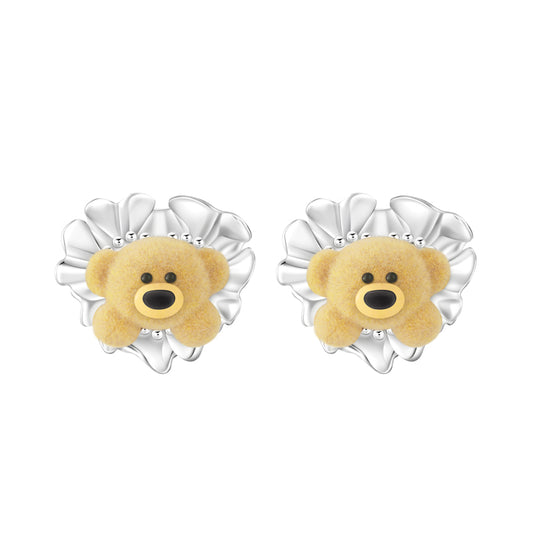 13DE MARZO Bear Pearl Bow  Ear Stud - 13DE MARZO
