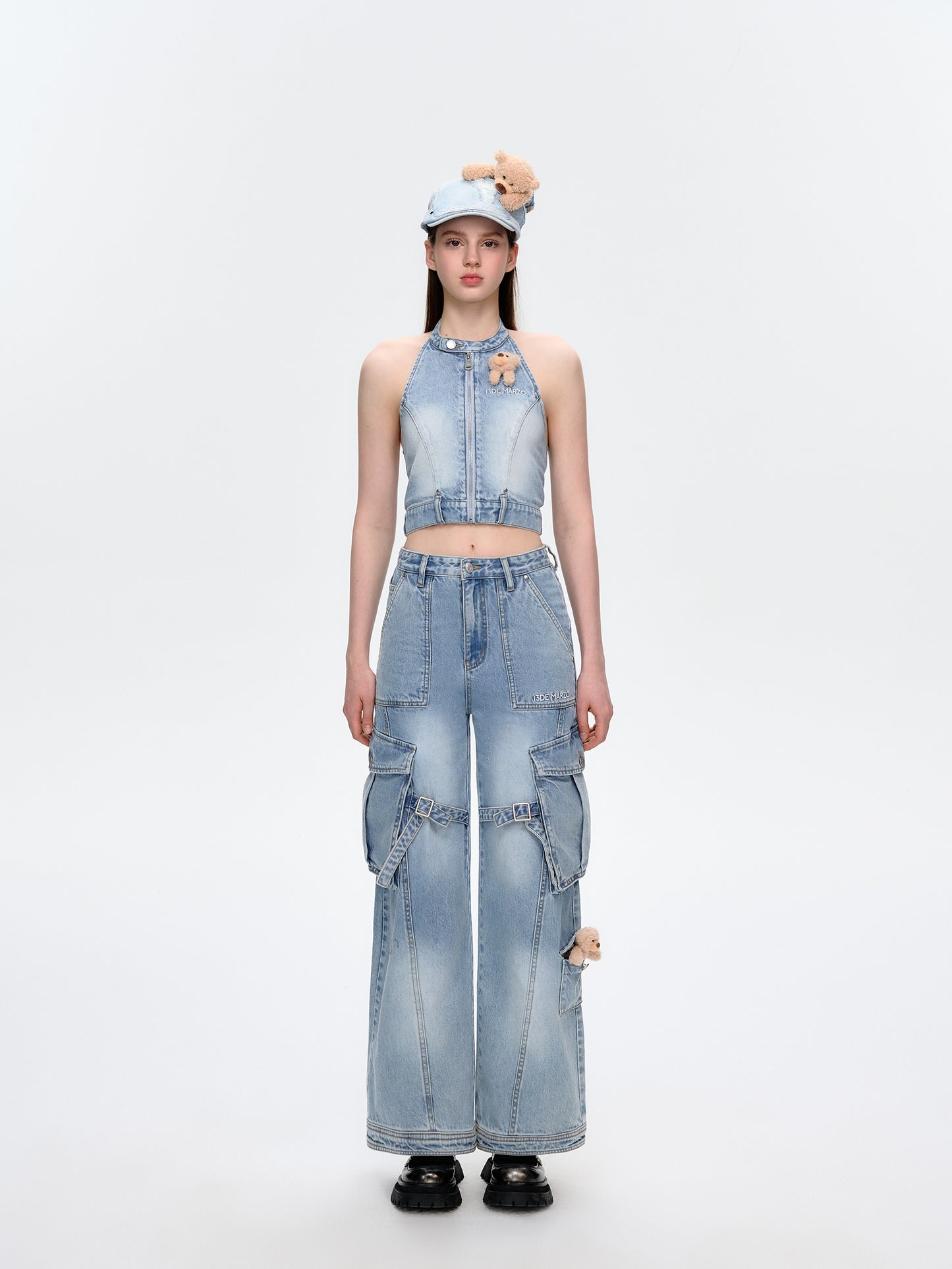 13DE MARZO Denim Cargo Pants - 13DE MARZO