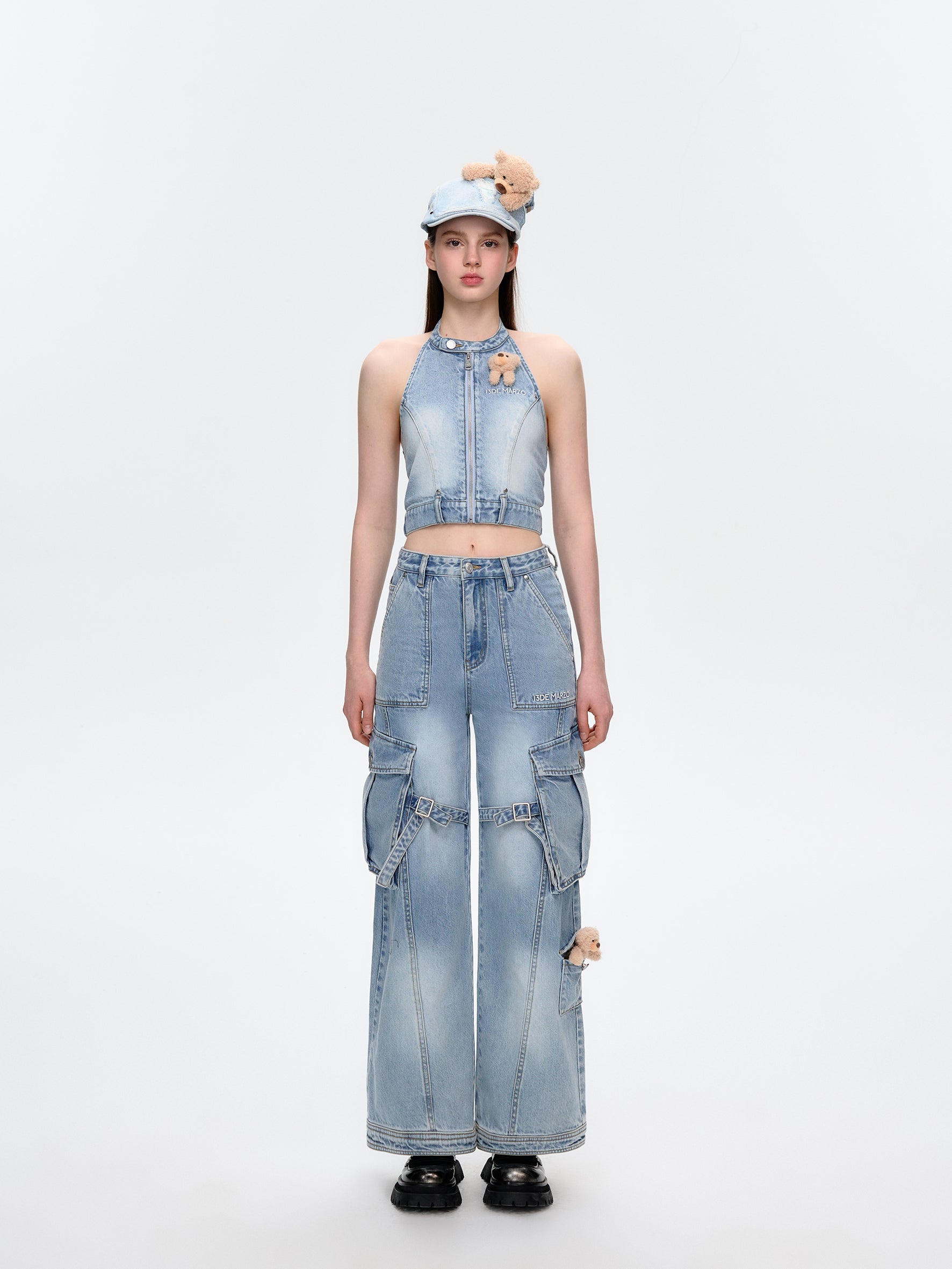 13DE MARZO Denim Cargo Pants - 13DE MARZO