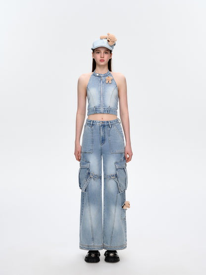 13DE MARZO Denim Cargo Pants - 13DE MARZO