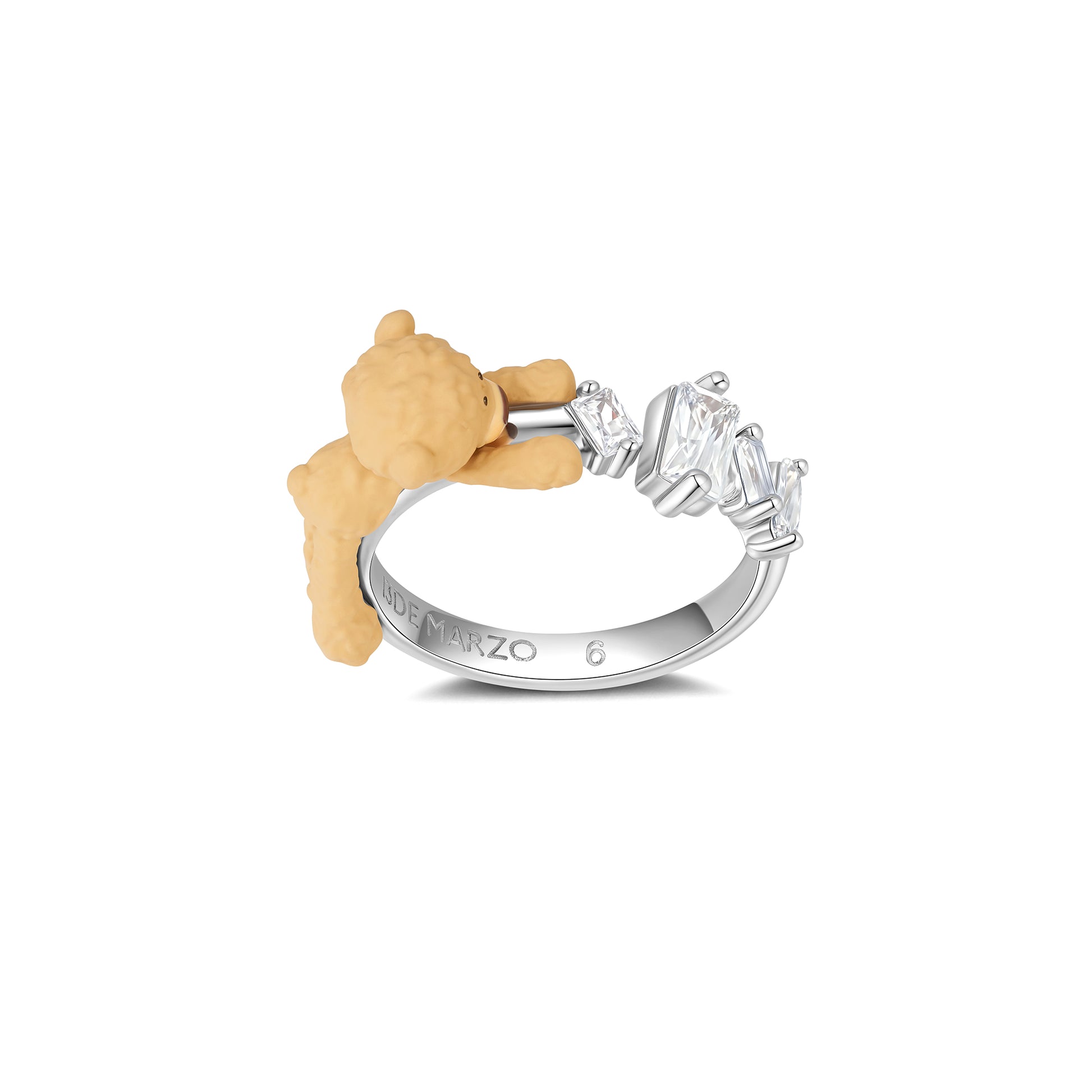 13DE MARZO Bear Zircon Unshaped Ring