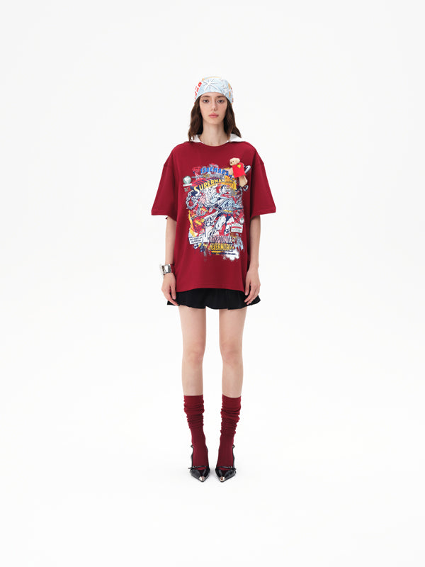 13DE MARZO Superman Bear Illustrated T-shirt - 13DE MARZO