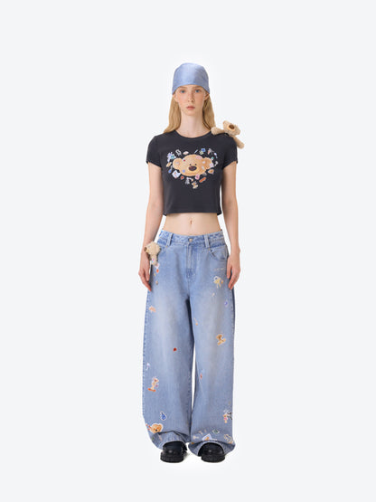 13DE MARZO Bear Stickers Jeans - 13DE MARZO