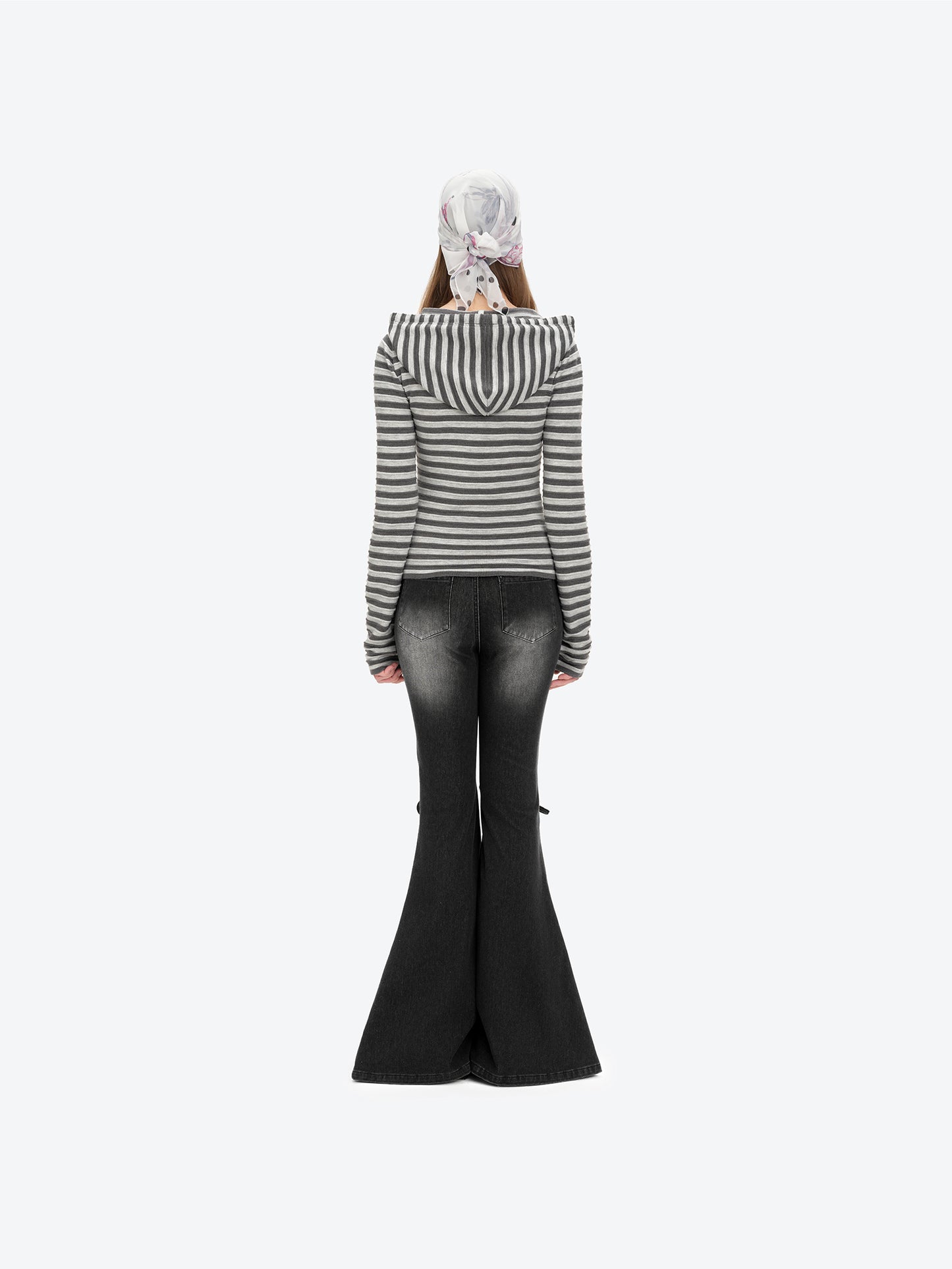 13DE MARZO Pencil Fit Mermaid Flare Pants Black