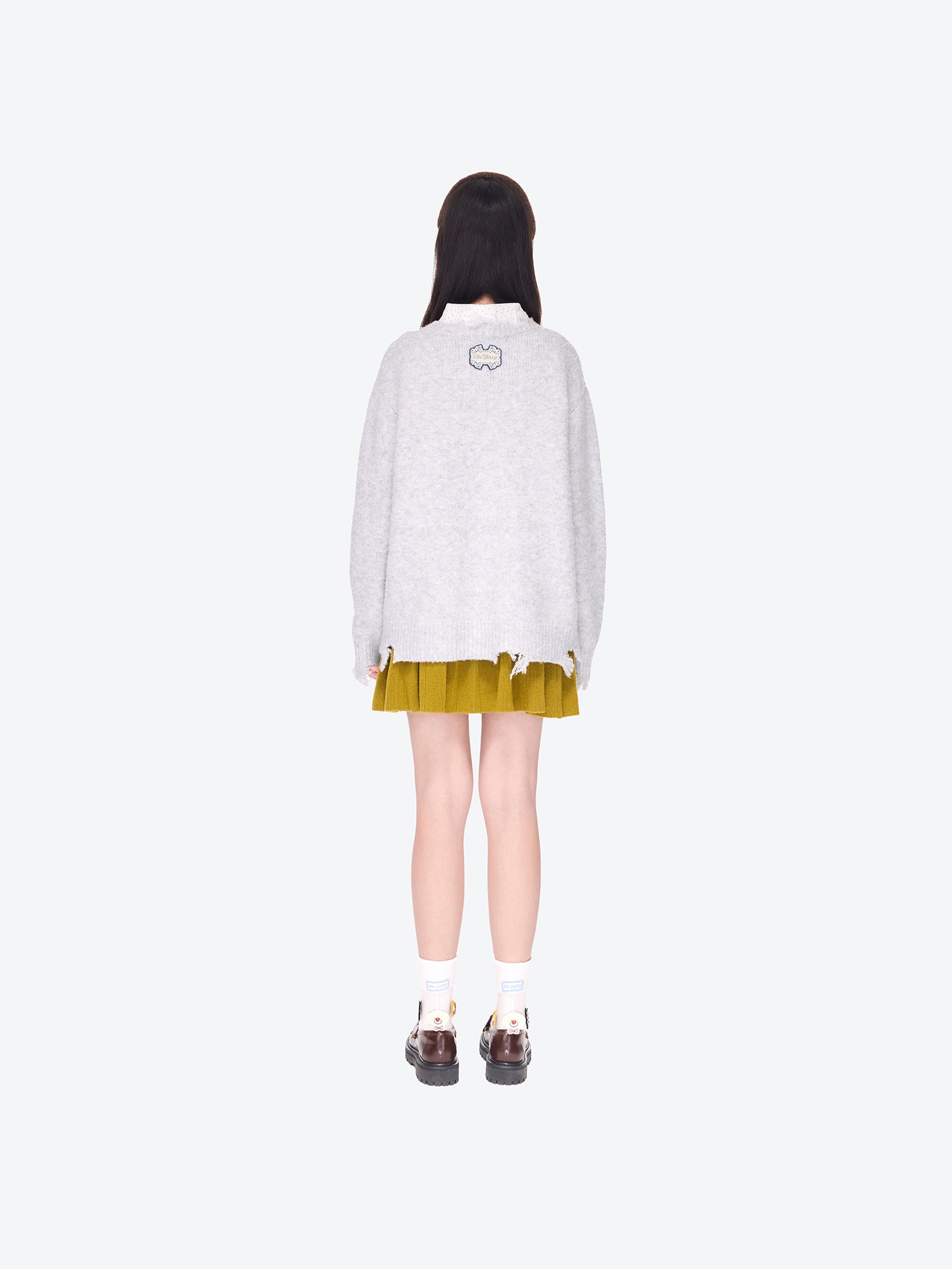 13DE MARZO Birthday Clown Bear Illustration Sweater Grey - 13DE MARZO