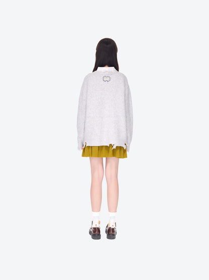 13DE MARZO Birthday Clown Bear Illustration Sweater Grey - 13DE MARZO
