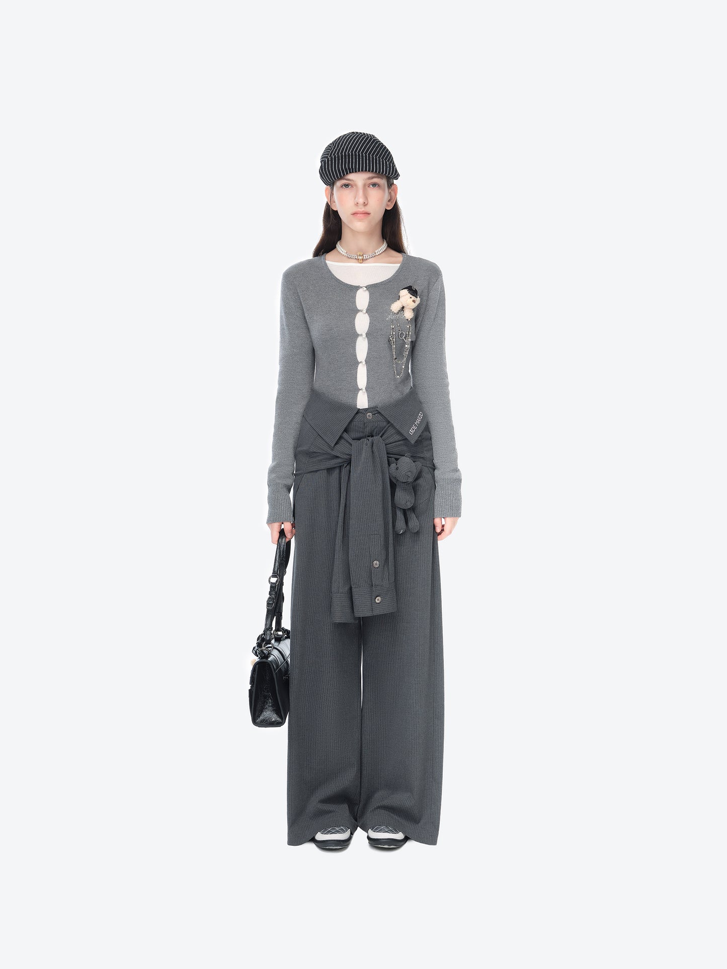 13DE MARZO Bear Shirt Casual Pants Grey - 13DE MARZO