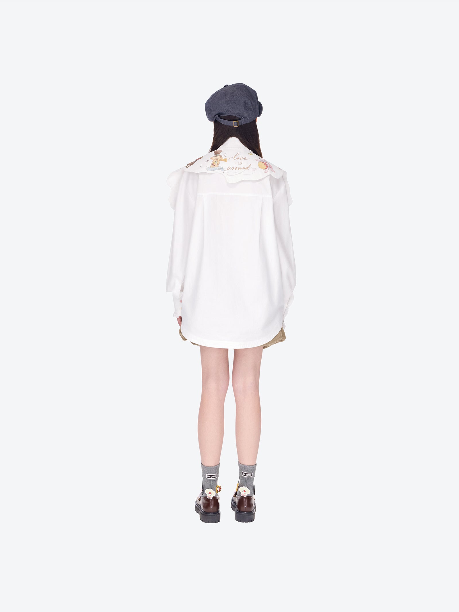 13DE MARZO Detachable CapeCircus Print Shirt White - 13DE MARZO