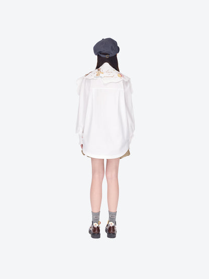 13DE MARZO Detachable CapeCircus Print Shirt White - 13DE MARZO