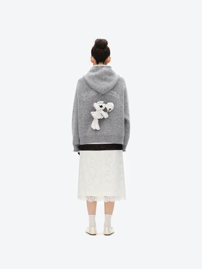 13DE MARZO Crochet Trimmed Knitted Hoodie