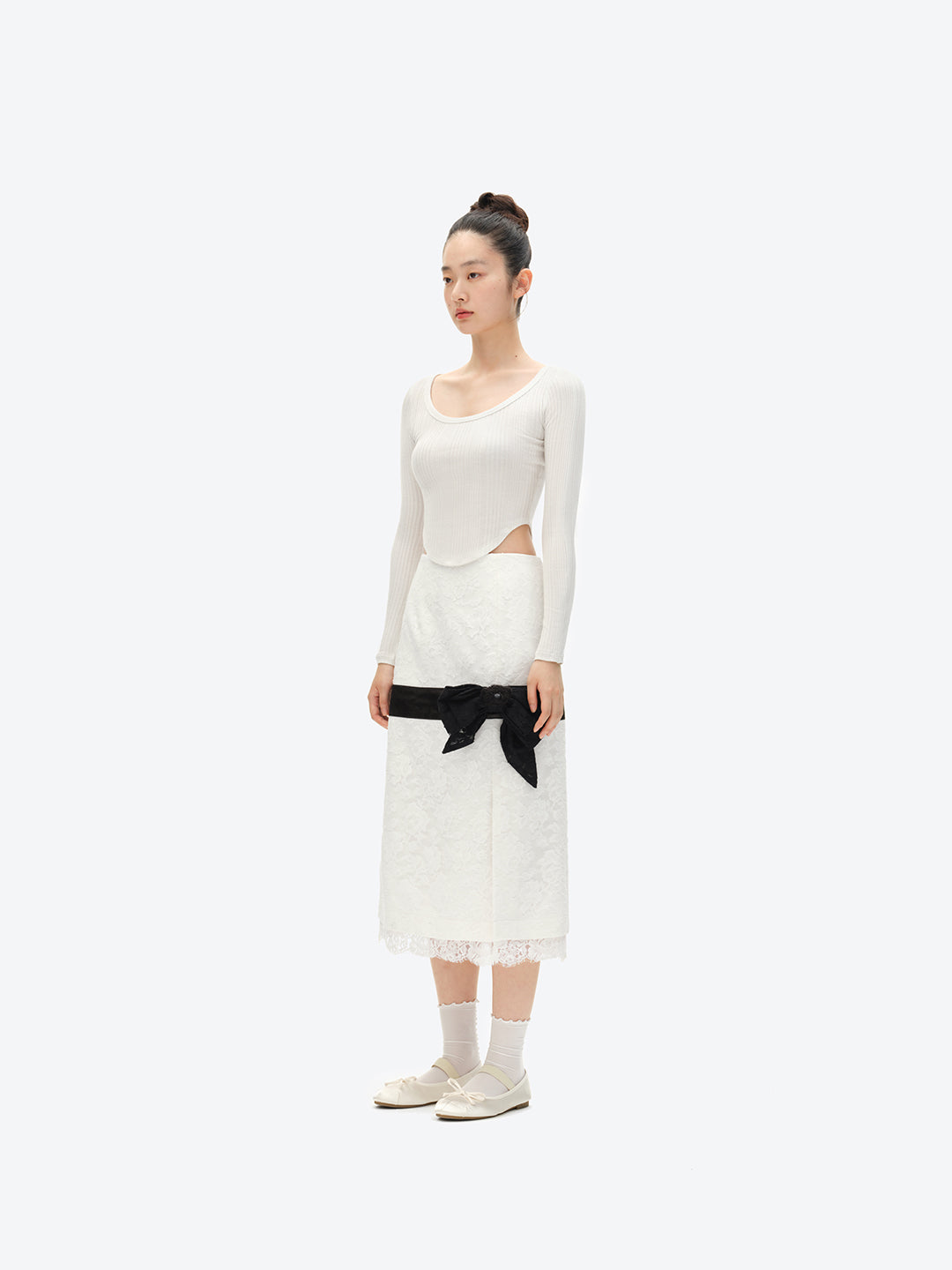 13DE MARZO Bow Lace Long Dress