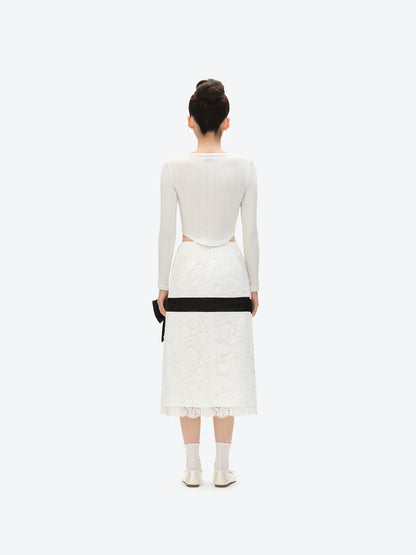 13DE MARZO Bow Lace Long Dress