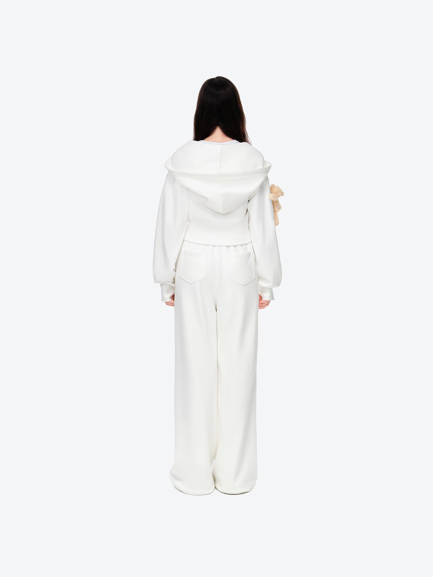 13DE MARZO Deconstructed Wide-Leg Sweatpants White - 13DE MARZO