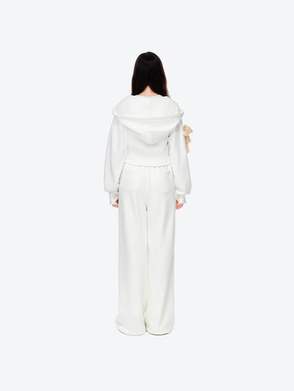 13DE MARZO Deconstructed Wide-Leg Sweatpants White - 13DE MARZO