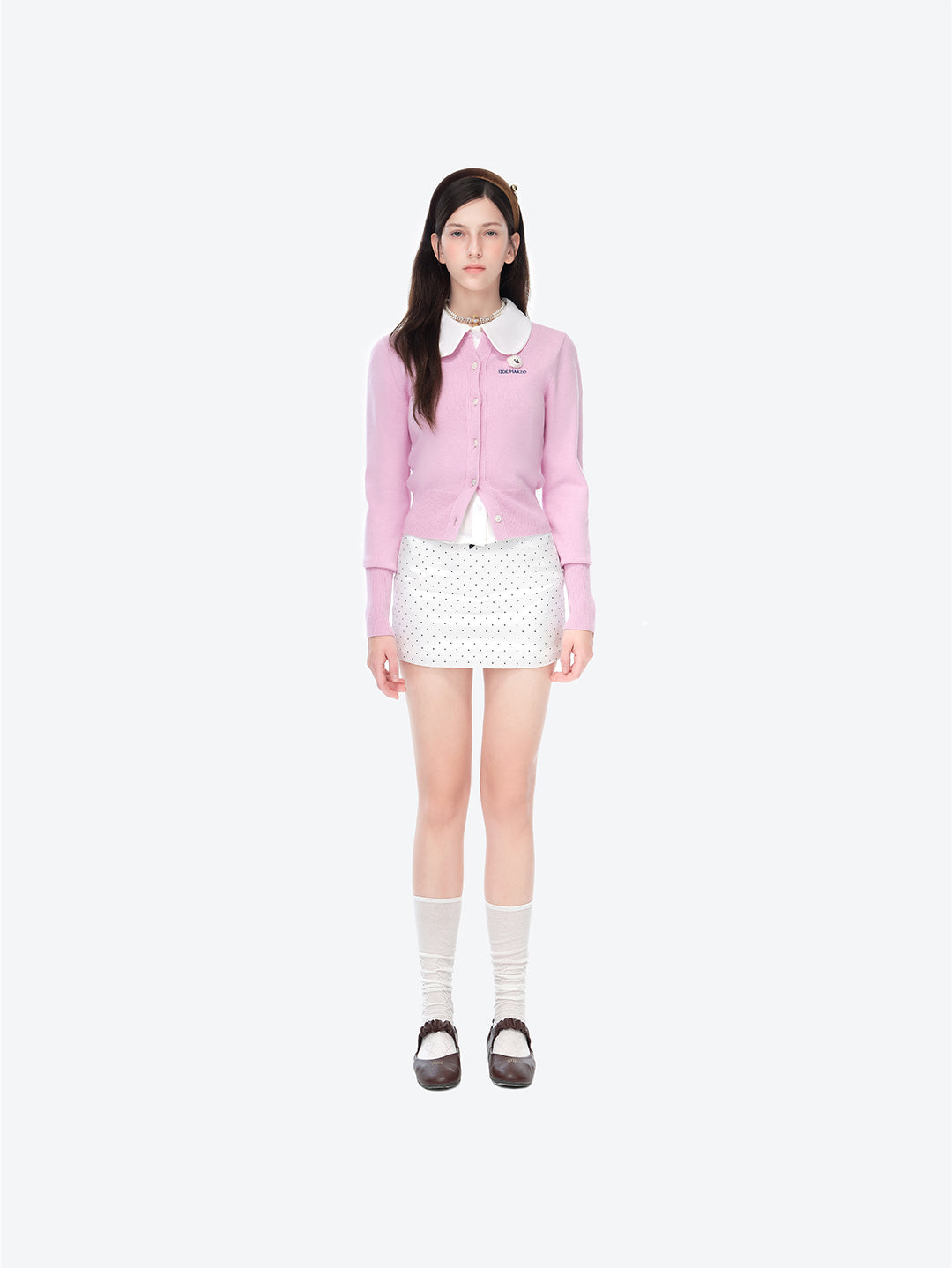 13DE MARZO Mini Logo Cardigan Pink
