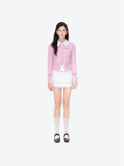 13DE MARZO Mini Logo Cardigan Pink
