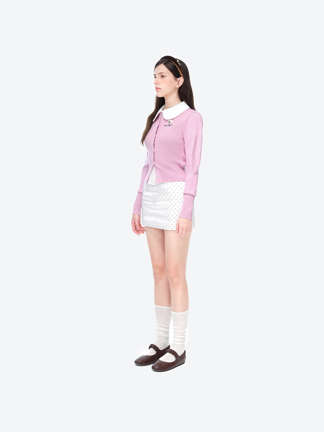 13DE MARZO Mini Logo Cardigan Pink