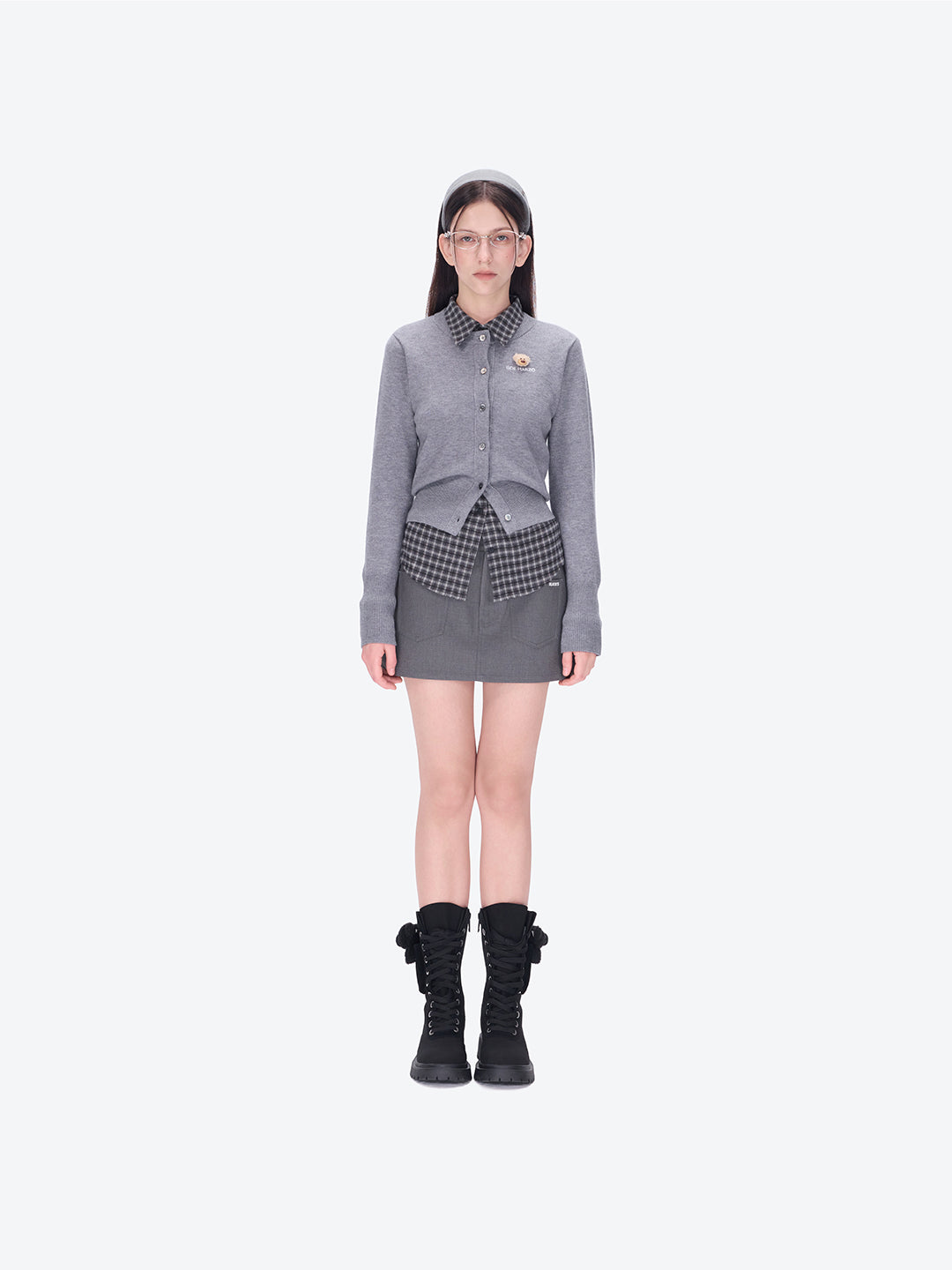 13DE MARZO Mini Logo Cardigan Grey