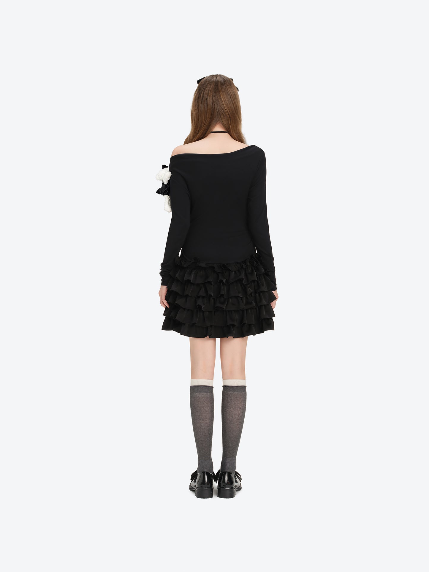 13DE MARZO Off-Shoulder Tiered Dress Black - 13DE MARZO