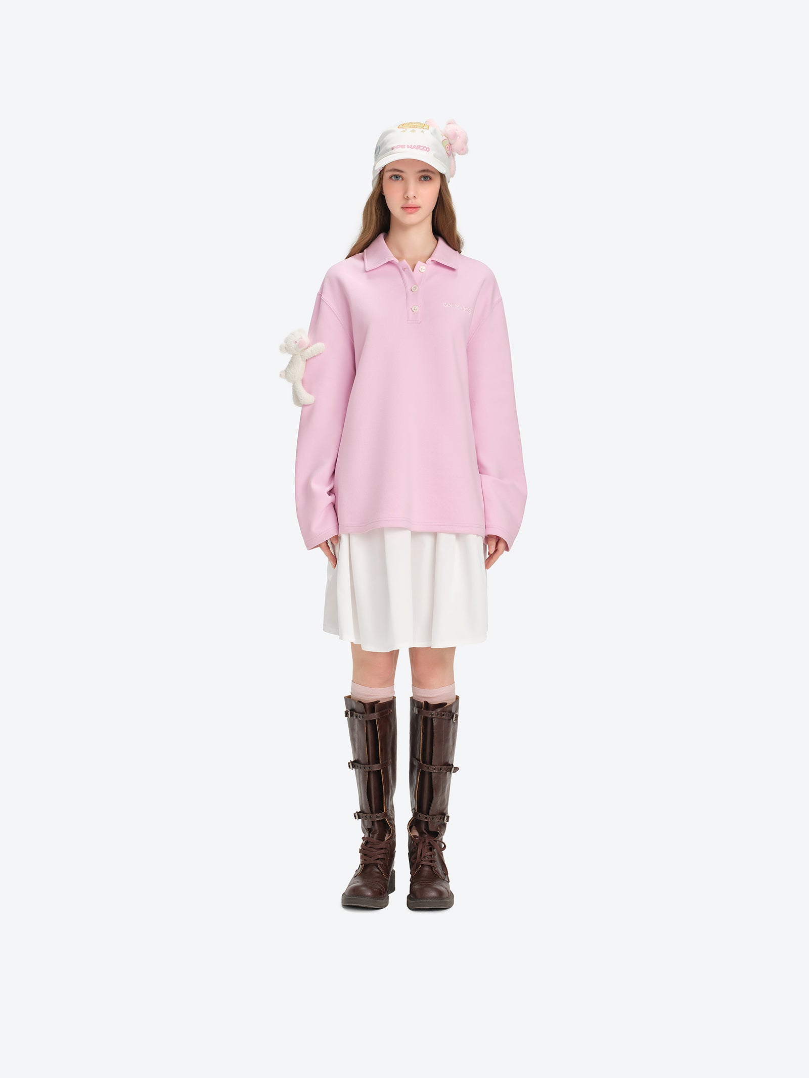 13DE MARZO Bear Polo T-shirt Pink - 13DE MARZO