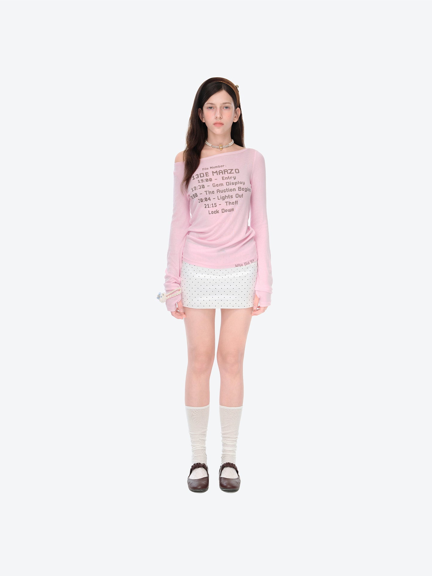 13DE MARZO Timeline Print Undershirt Pink - 13DE MARZO