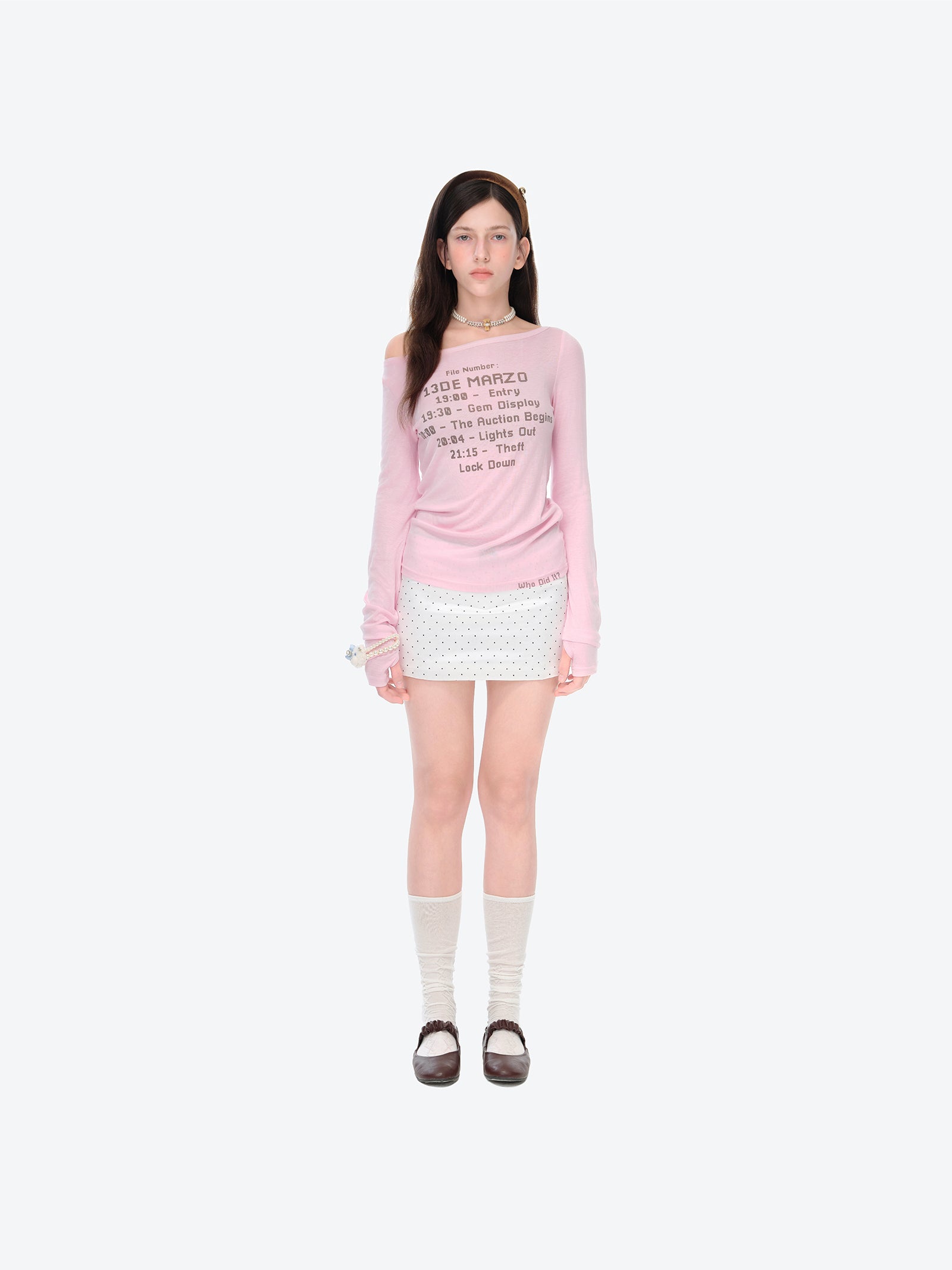 13DE MARZO Timeline Print Undershirt Pink - 13DE MARZO