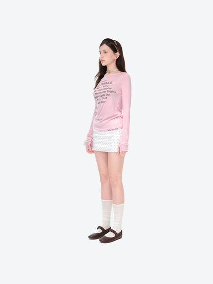 13DE MARZO Timeline Print Undershirt Pink - 13DE MARZO