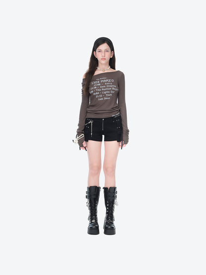 13DE MARZO Timeline Print Undershirt Dark Grey