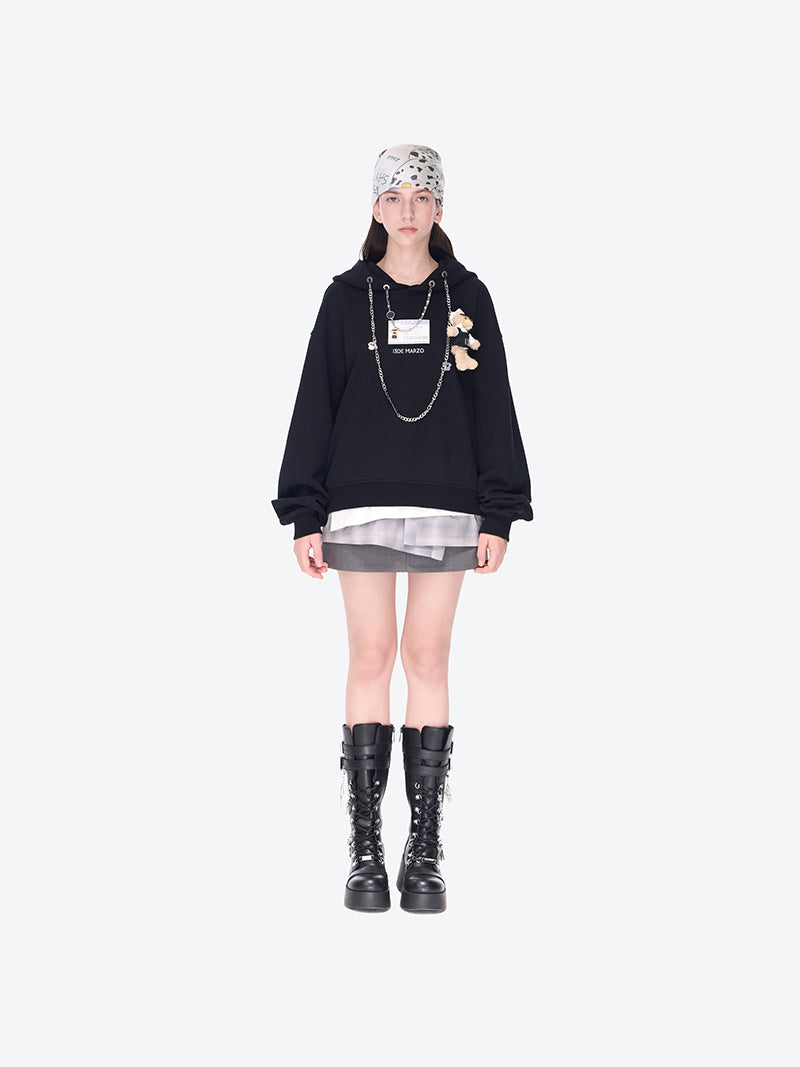 13DE MARZO Sheriff Bear Charm Chain Hoodie